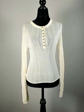 NWT GAP Cream Ribbed Knit Henley sweater top